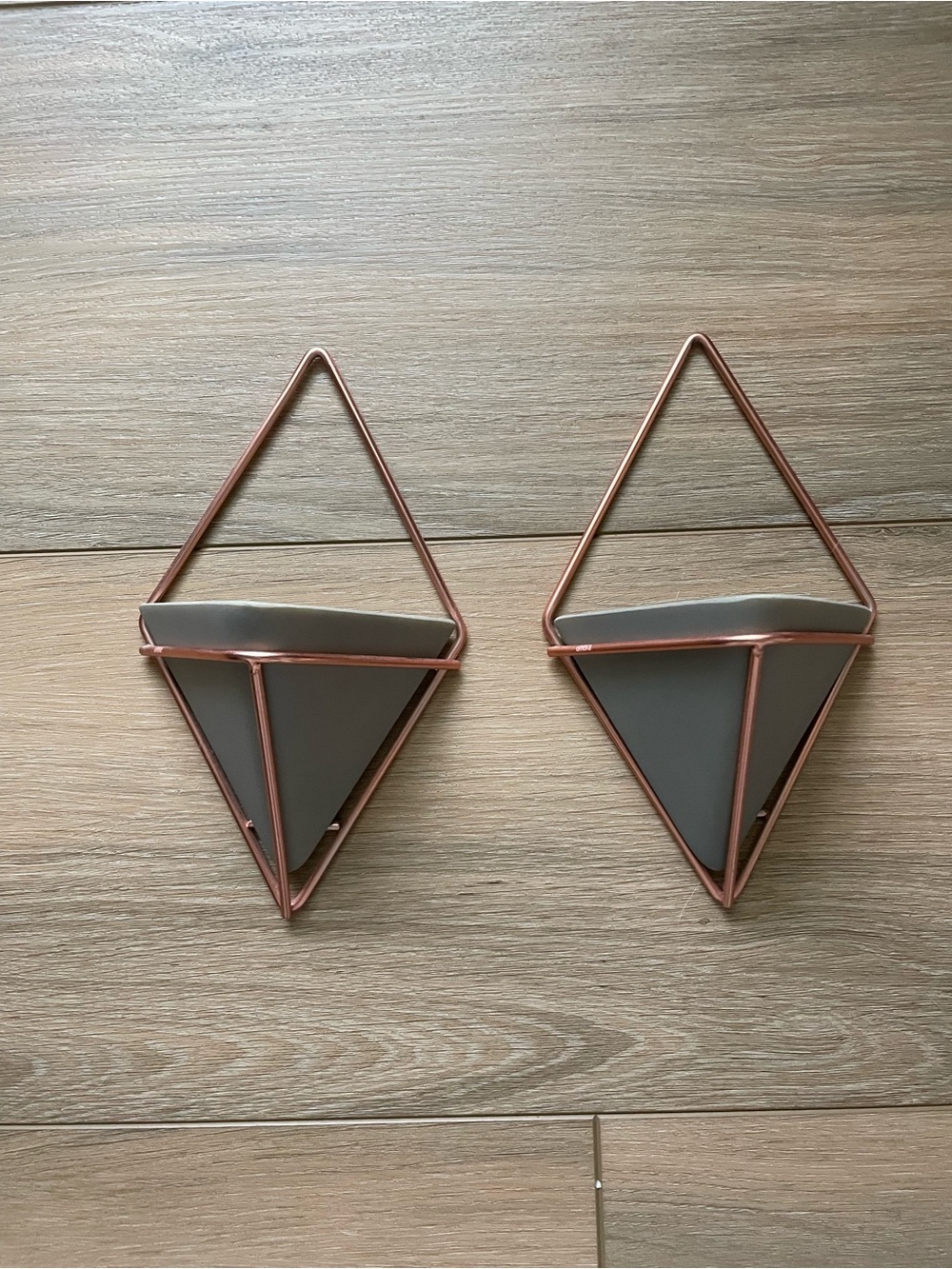 Copper Frame Gray Wall Planter Set - Modern Home Wall Decor